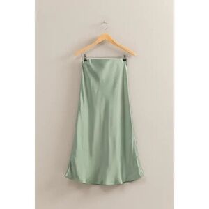 ARULA Sage Satin Maxi Skirt